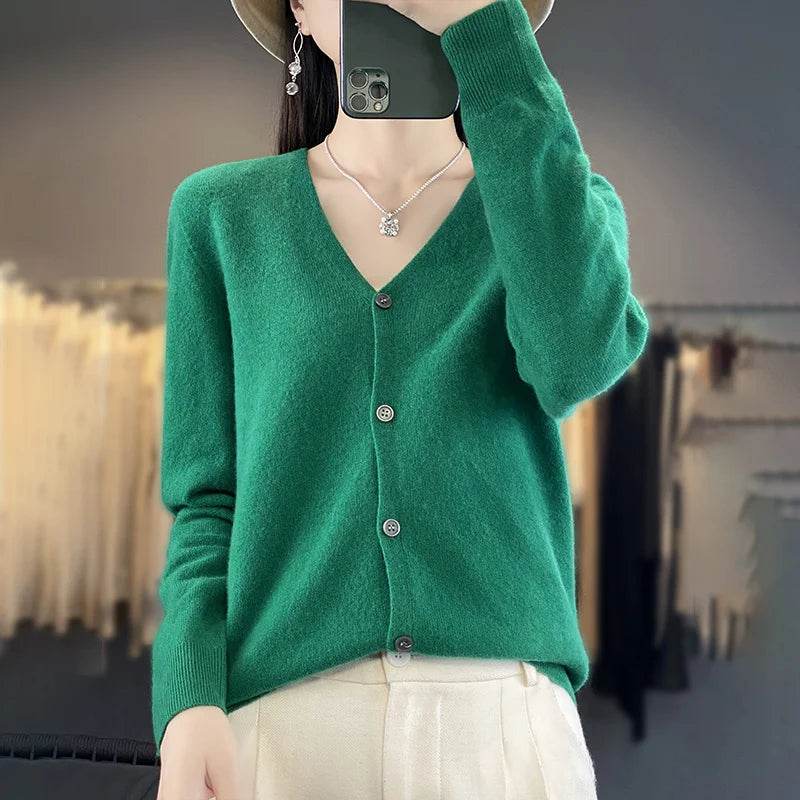Wool Cardigan – Soft Cashmere O-Neck Sweater - Stylemein