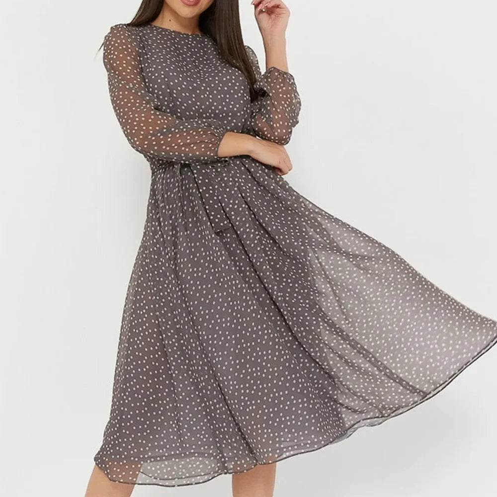 Dancing With Dots: Long Sleeve Dress for Your Inner Bohemian Goddess - Stylemein