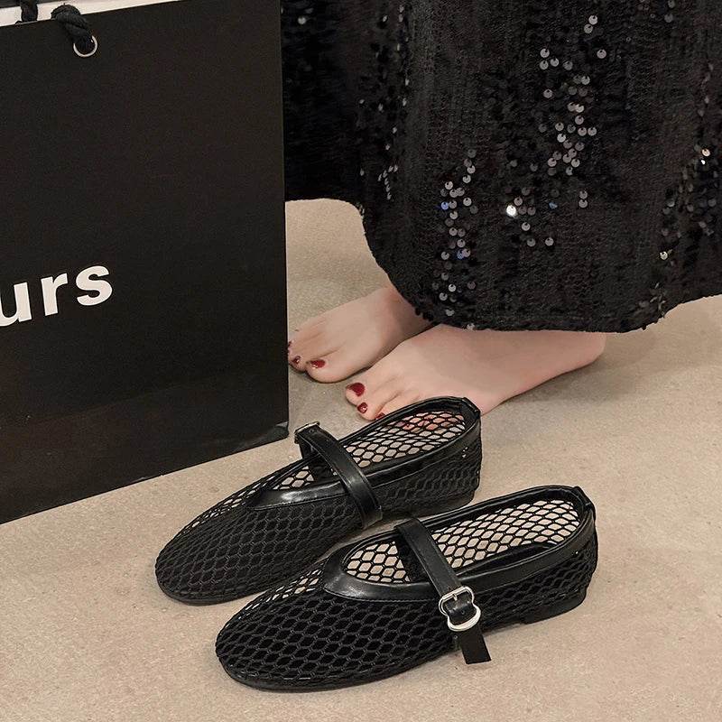Breathable Hollow Ballet – Women’s Round Toe Mary Jane Sandals for Casual Comfort - Stylemein