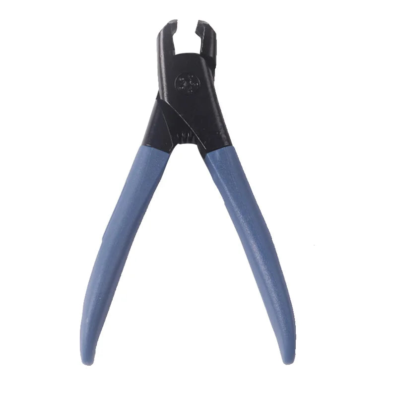 Pair of blue-handled pliers on a white background