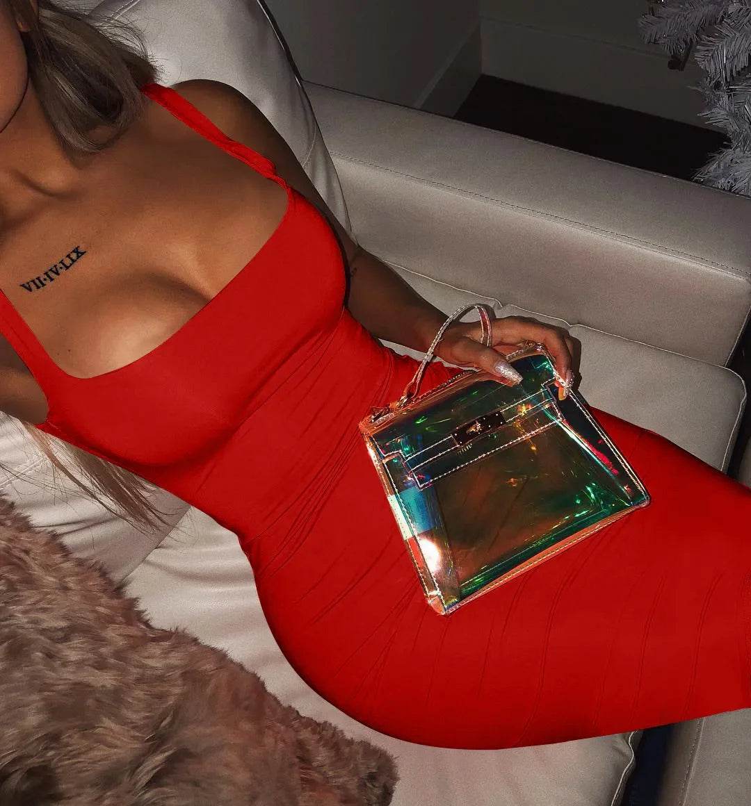Summer Sexy Sleeveless Tank Top Midi Dress for European and American Plus Size Women - Stylemein