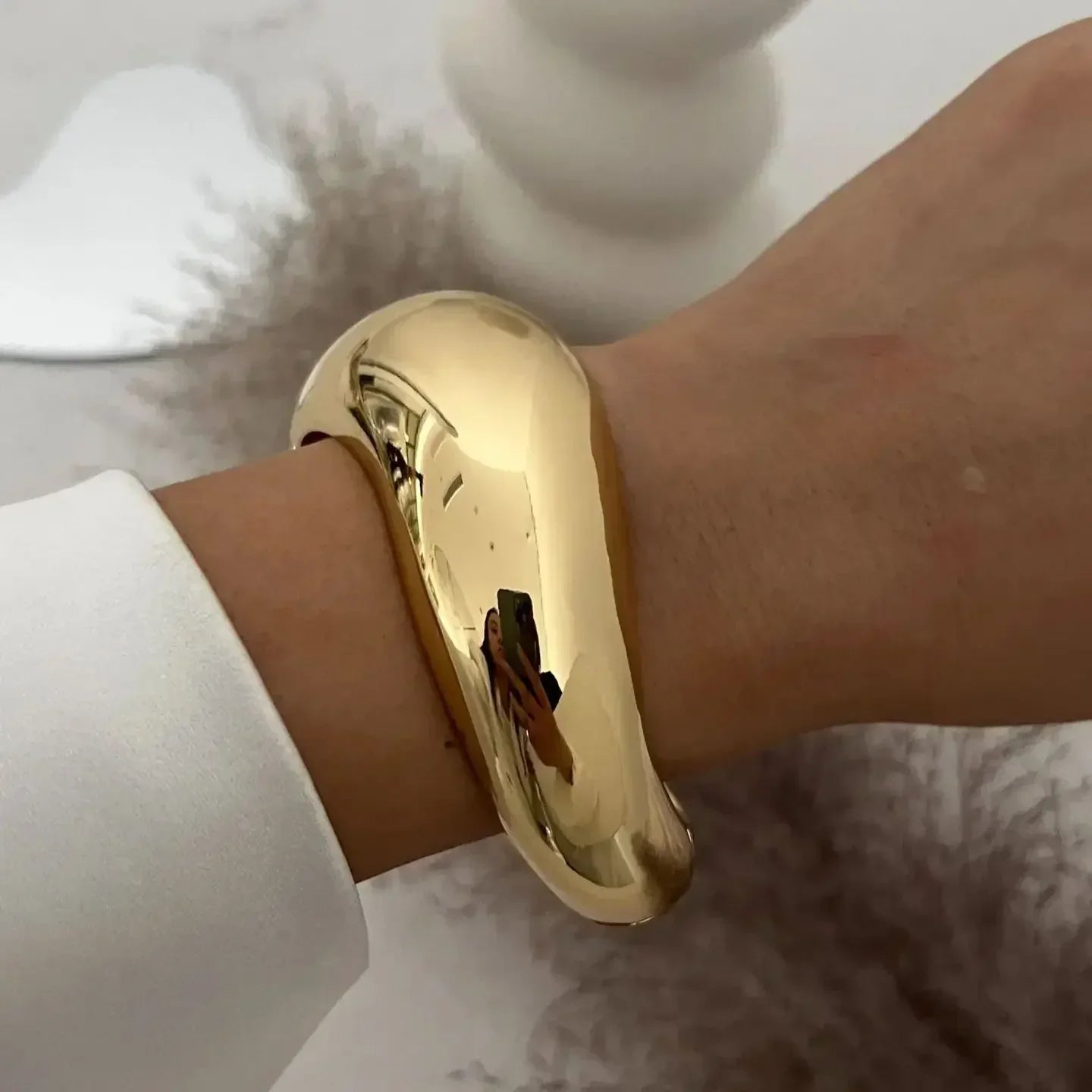 Wide Cuff Geometric Metal Bangles for Women & Men