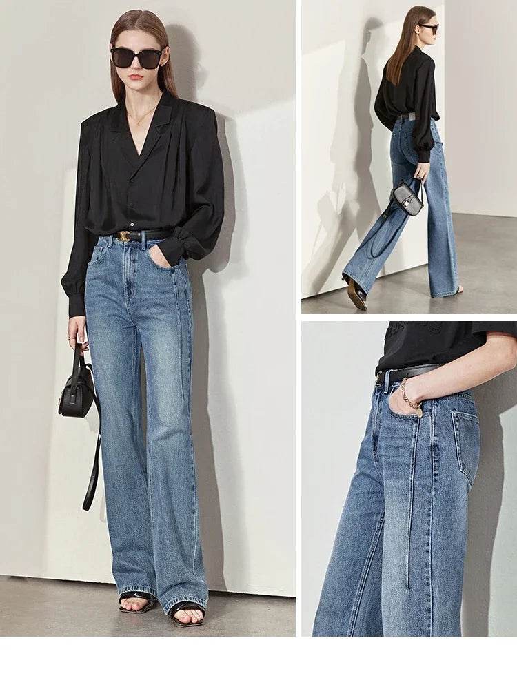 Stylemein - Women’s Vintage Wide-Leg Denim Pants – Loose Fit Casual Spring Jeans