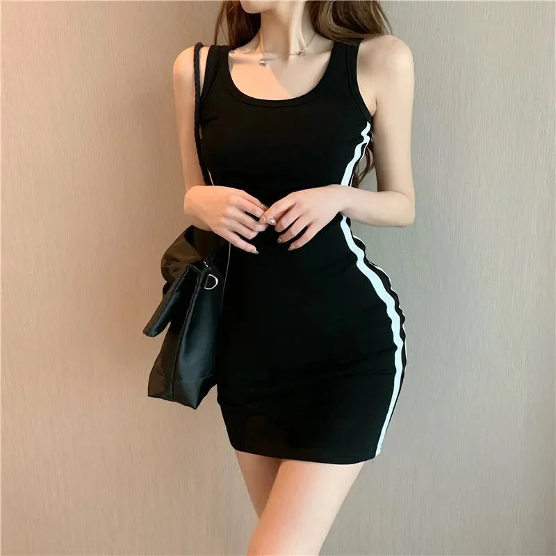 Summer Casual Spaghetti Strap Sheath Dress – Sleeveless Slim Fit Stretch Dress for Women