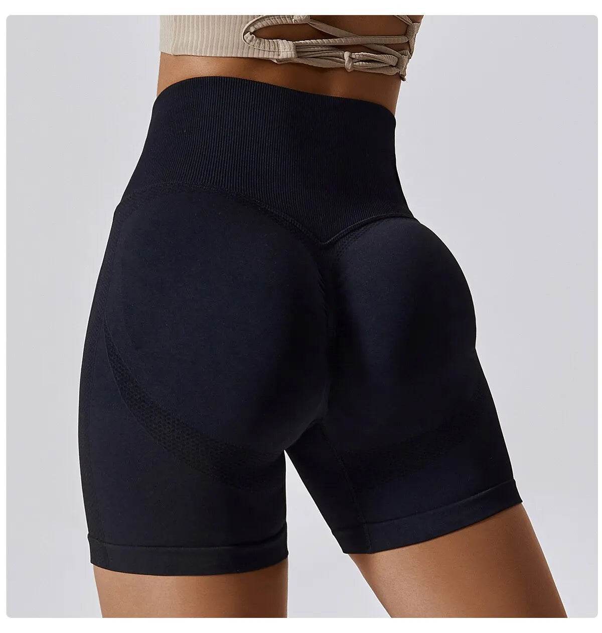 High Waist Seamless Sports Shorts – Women’s Push-Up Gym & Yoga Fitness Shorts - Stylemein