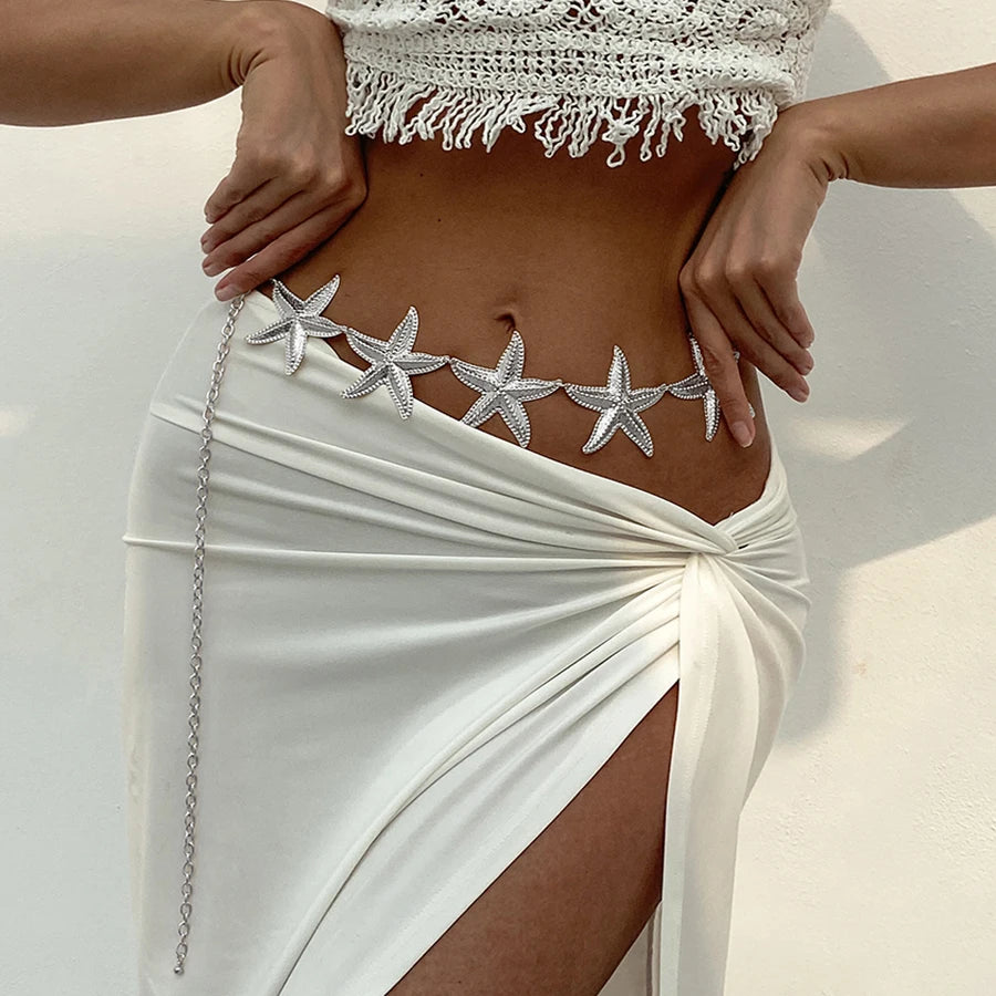 Gold Starfish Waist Chain – Summer Beach Body Jewelry for Women