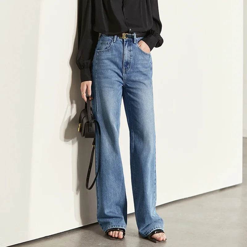 Stylemein - Women’s Vintage Wide-Leg Denim Pants – Loose Fit Casual Spring Jeans