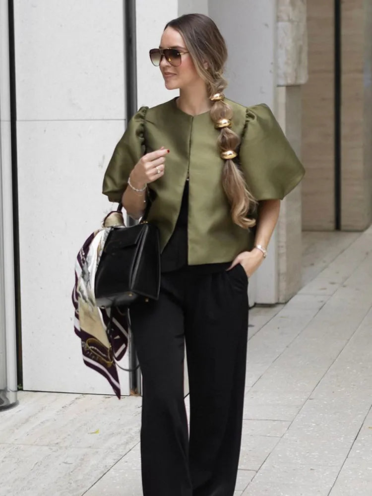 Women’s Ruffle V-Neck Blouse – Elegant Long Sleeve Autumn Top