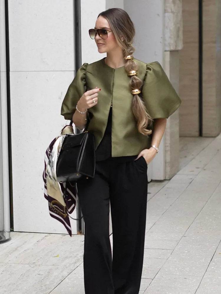 Stylemein - Women’s Ruffle V-Neck Blouse – Elegant Long Sleeve Autumn Top