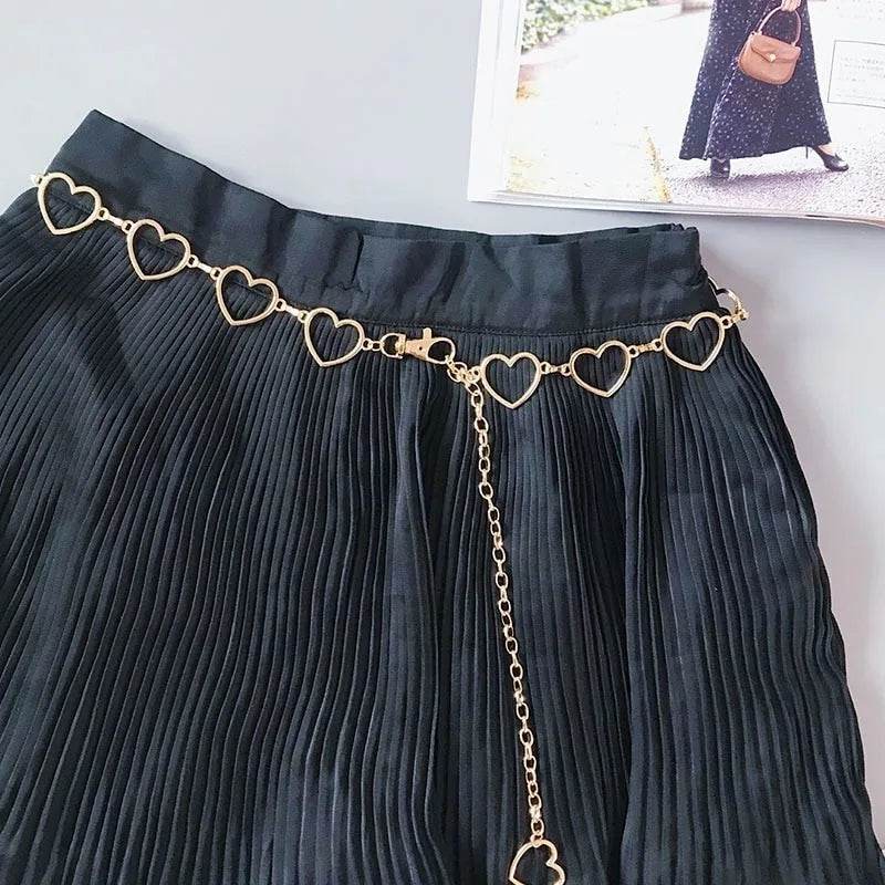 Heart-Shaped Metal Waist Chain – Chic Adjustable Belt for Women - Stylemein