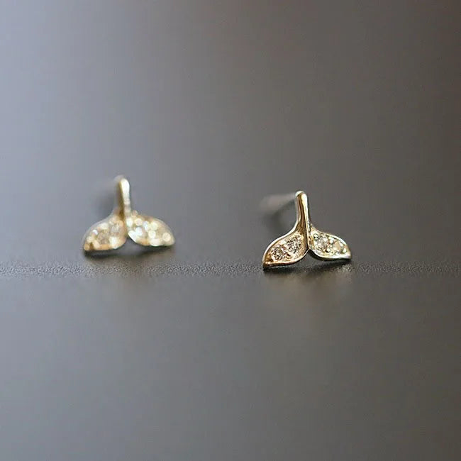 925 Sterling Silver Four-Pointed Star Earrings – 14k Gold Plated Crystal Studs