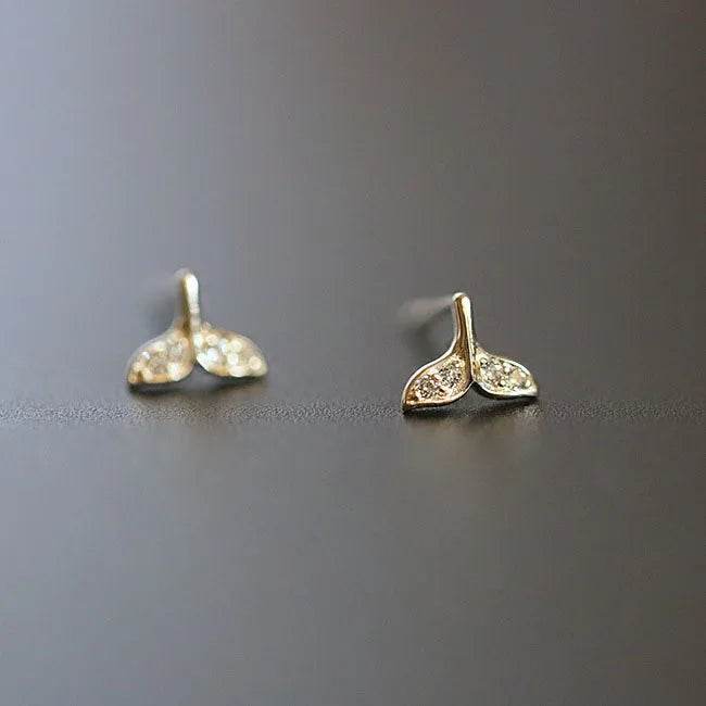 Stylemein - 925 Sterling Silver Four-Pointed Star Earrings – 14k Gold Plated Crystal Studs