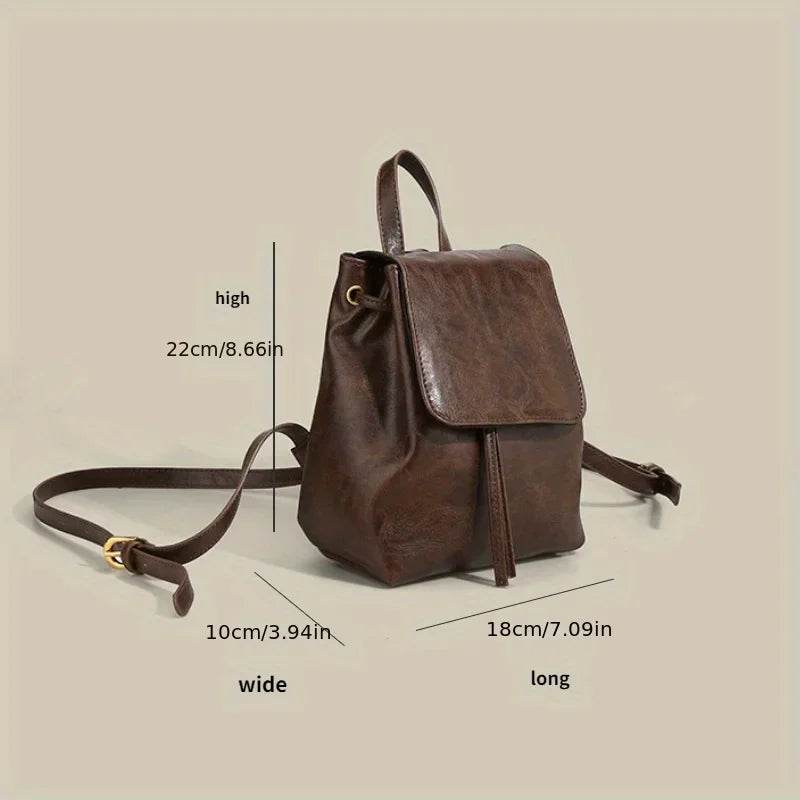 Small Drawstring Backpack for Women: PU Leather Mini Backpack for School & Travel - Stylemein