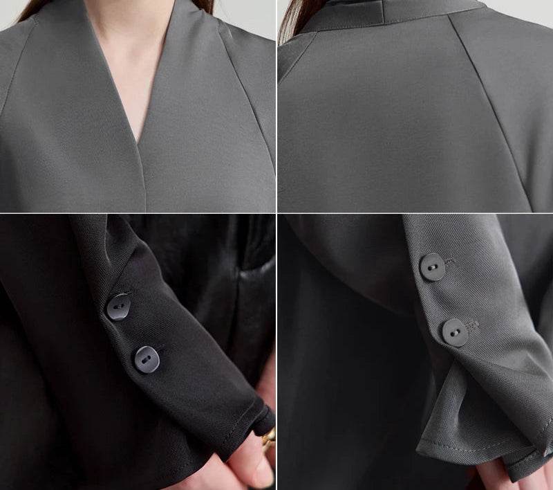 Stylemein - Elegant V-Neck Blouse – Loose Long Sleeve Autumn Top
