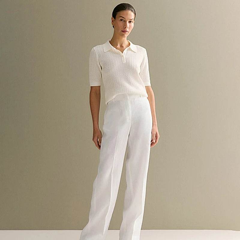 Short Sleeve Knit T-Shirt – Casual Lapel Pullover Top for Women - Stylemein