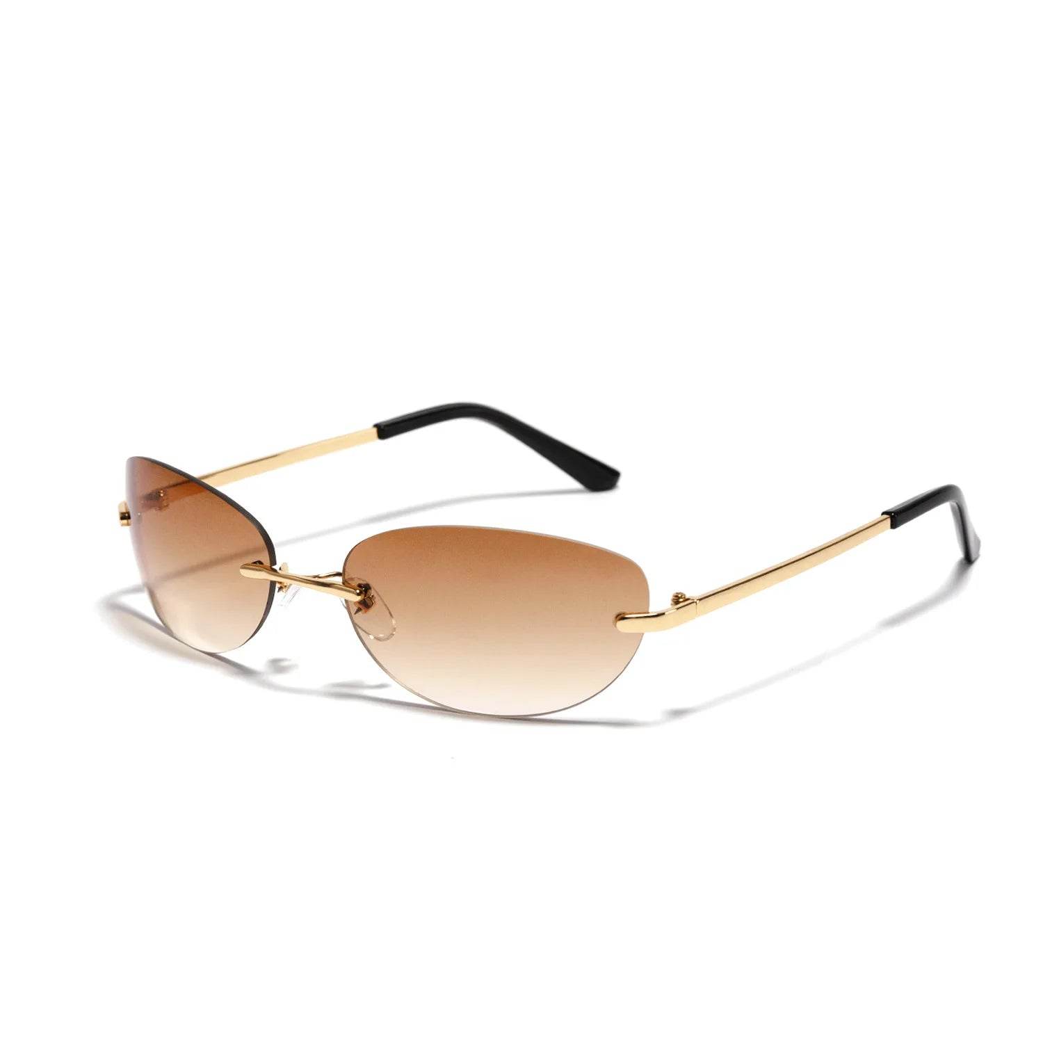 Stylemein - Oval Rimless Y2K Sunglasses for Women – Retro Futuristic Spice Girl Style Eyewear