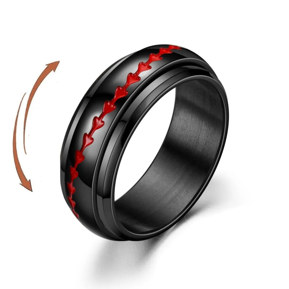 Anti-Stress Fidget Spinner Couple Rings – Rotating Stainless Steel Band for Lovers