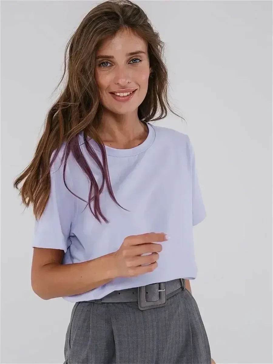 100% Cotton Women’s T-Shirt – Loose Fit Summer Basic Tee - Stylemein