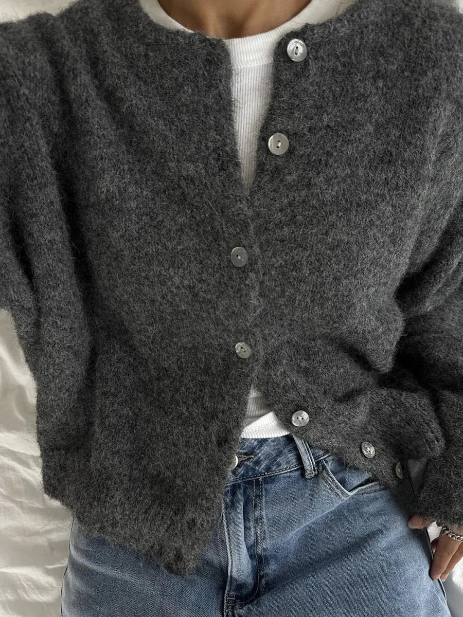 Elegant Cashmere Cardigan – Long Sleeve Knitted Casual Sweater