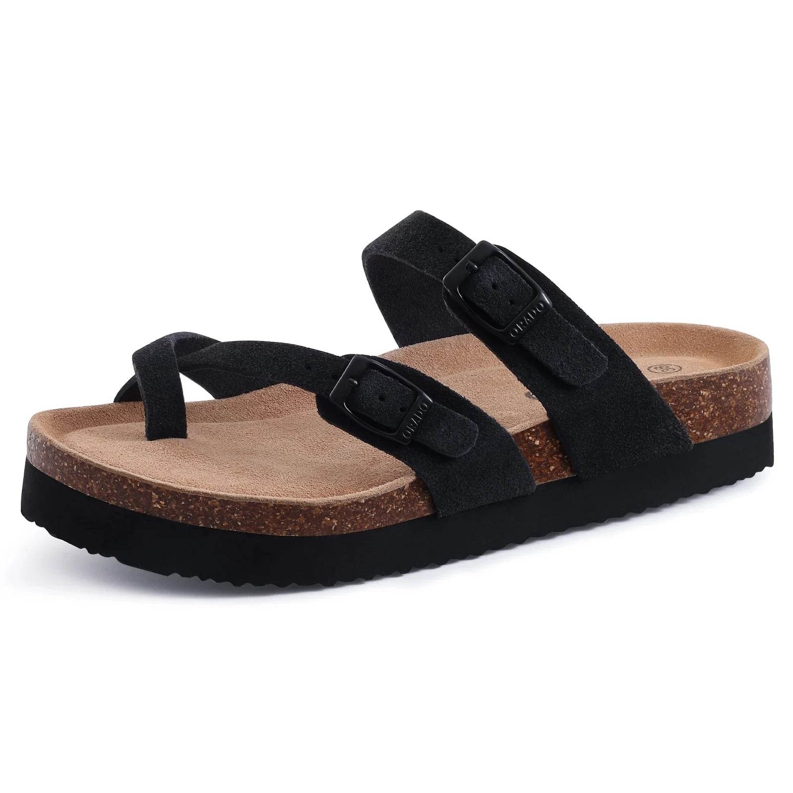 Unisex Classic Cork Sandals – Soft Thick Sole Open-Toe Flat Slippers for Summer & Home - Stylemein