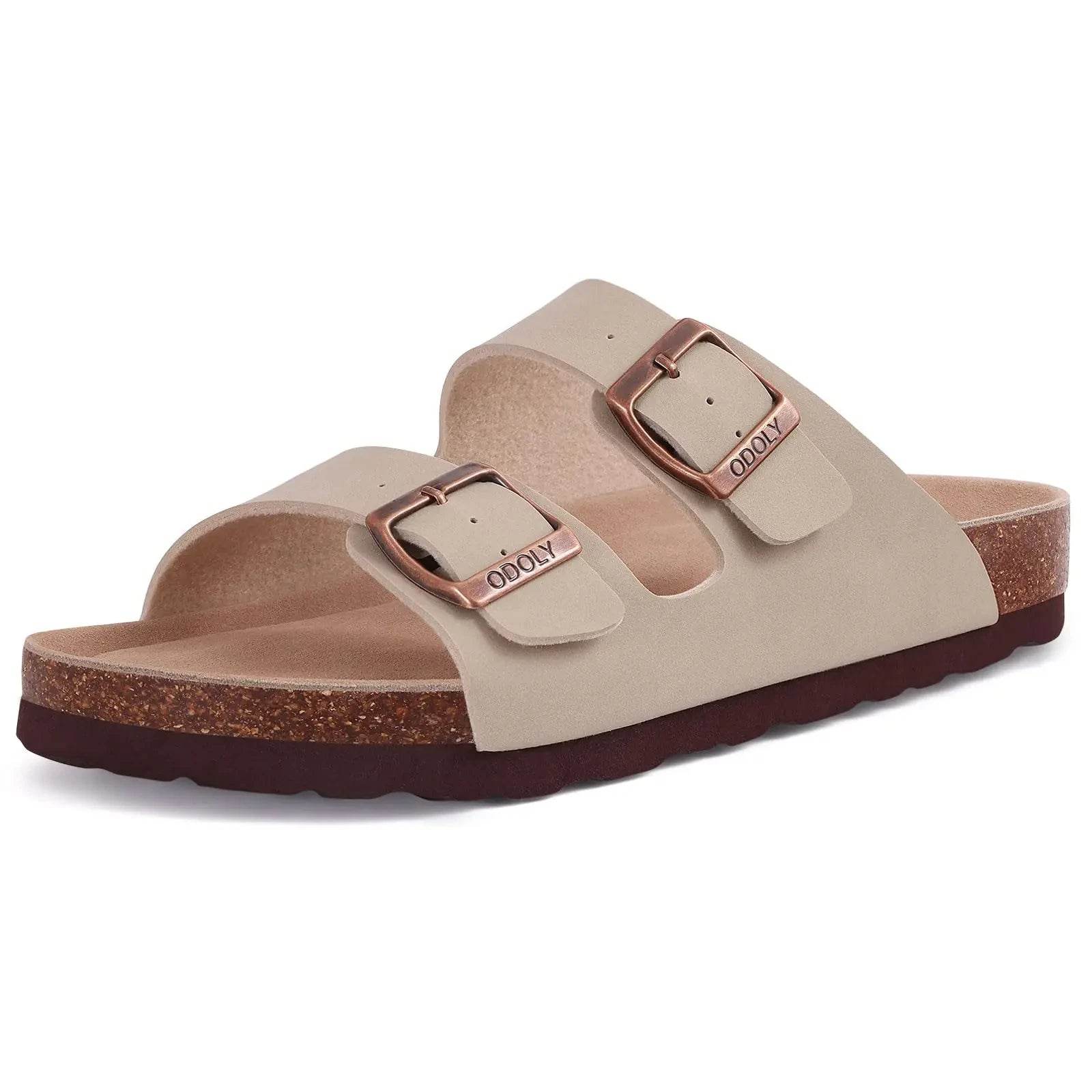 Unisex Classic Cork Sandals – Soft Thick Sole Open-Toe Flat Slippers for Summer & Home - Stylemein