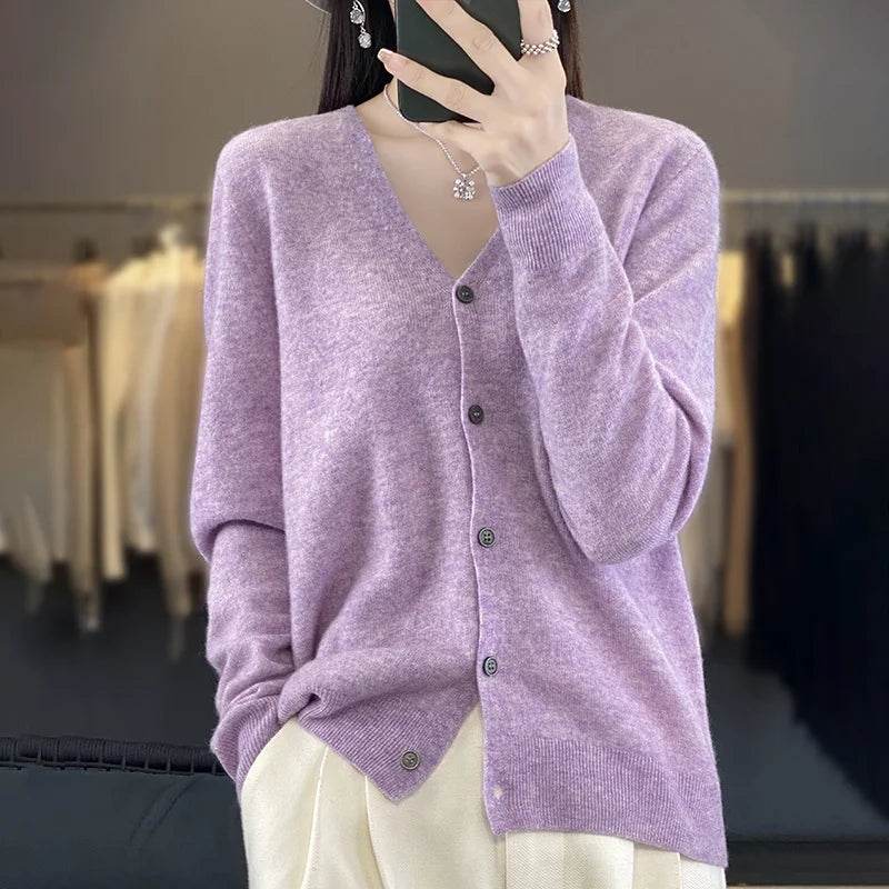 Wool Cardigan – Soft Cashmere O-Neck Sweater - Stylemein