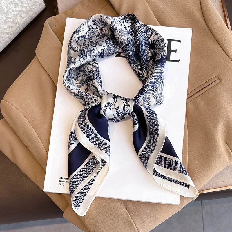 Stylemein - Luxury Satin Square Neckerchief for Women – Silk Feeling Scarf & Headband