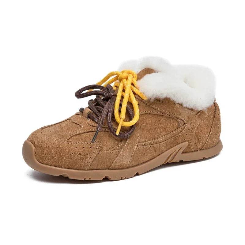 Retro German Trainers: Women's Genuine Leather Sneakers with Fur Trim - Stylemein