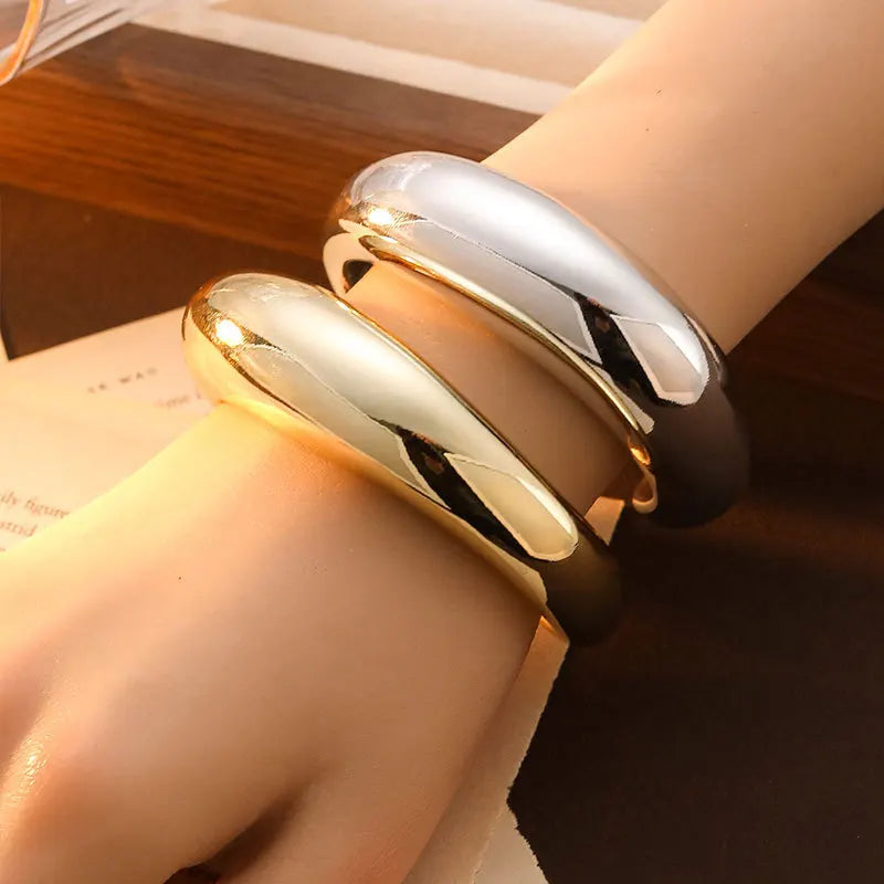 Vintage Geometric Cuff Bangle – Statement Open Bracelet for Women in Gold or Silver