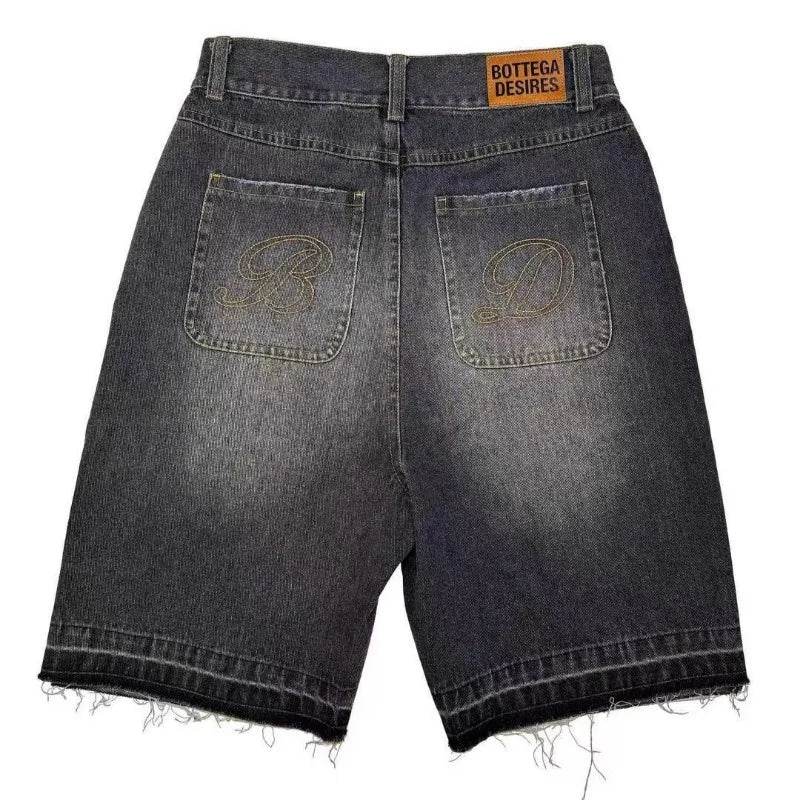 Y2K Embroidered Baggy Jeans – Washed Vintage Denim with Tassels - Stylemein