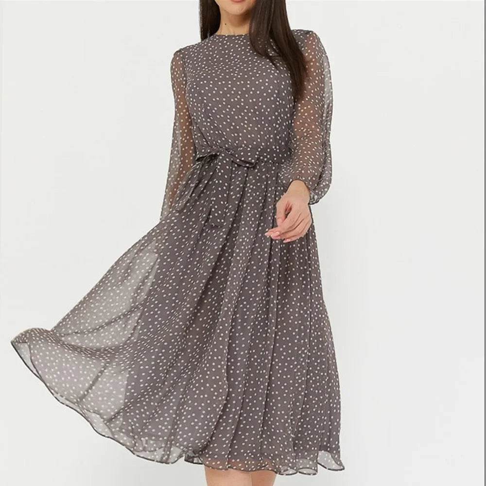 Dancing With Dots: Long Sleeve Dress for Your Inner Bohemian Goddess - Stylemein