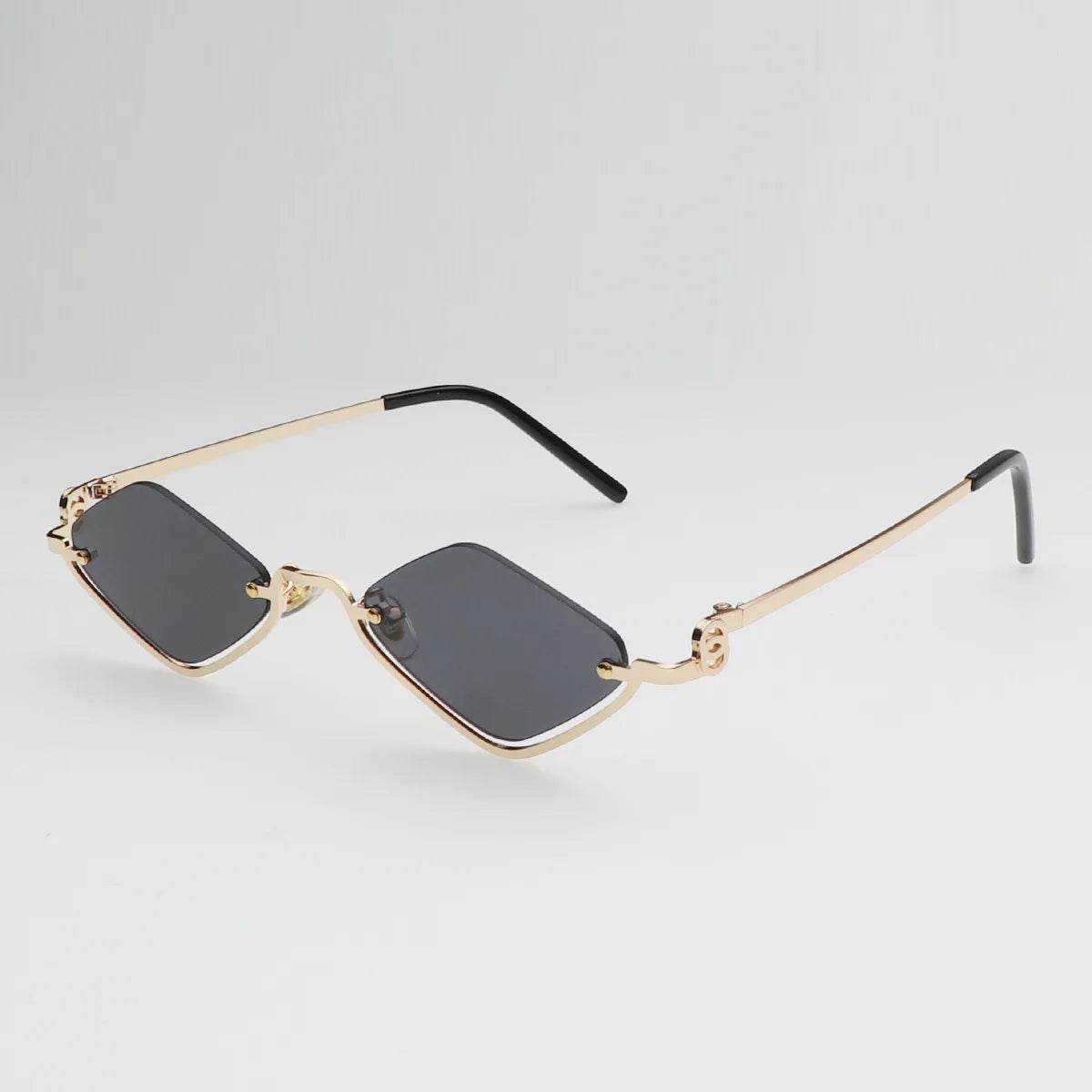 Stylemein - Small Polygonal Sunglasses for Women – Vintage Metal Half Frame Cat Eye Shades