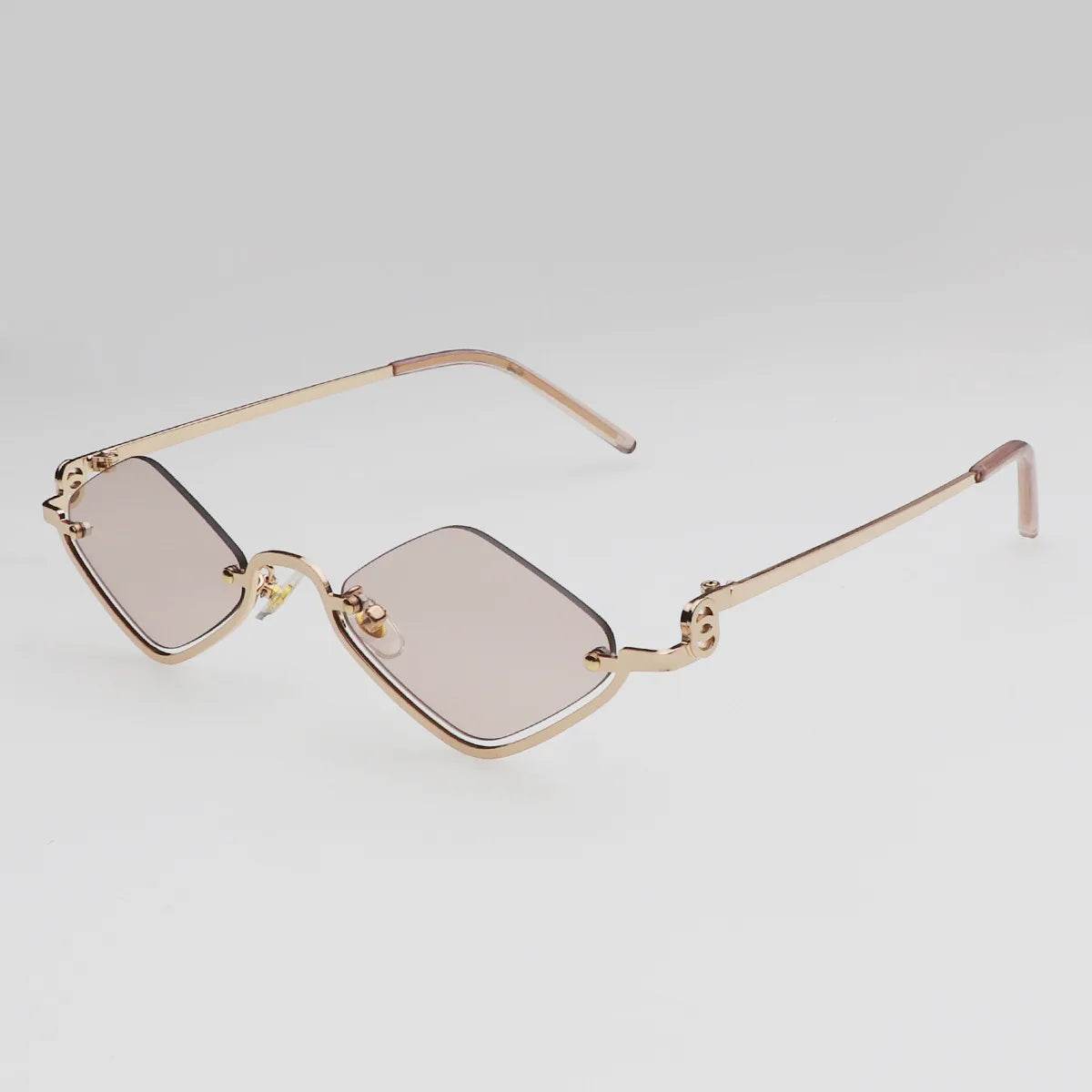 Stylemein - Small Polygonal Sunglasses for Women – Vintage Metal Half Frame Cat Eye Shades