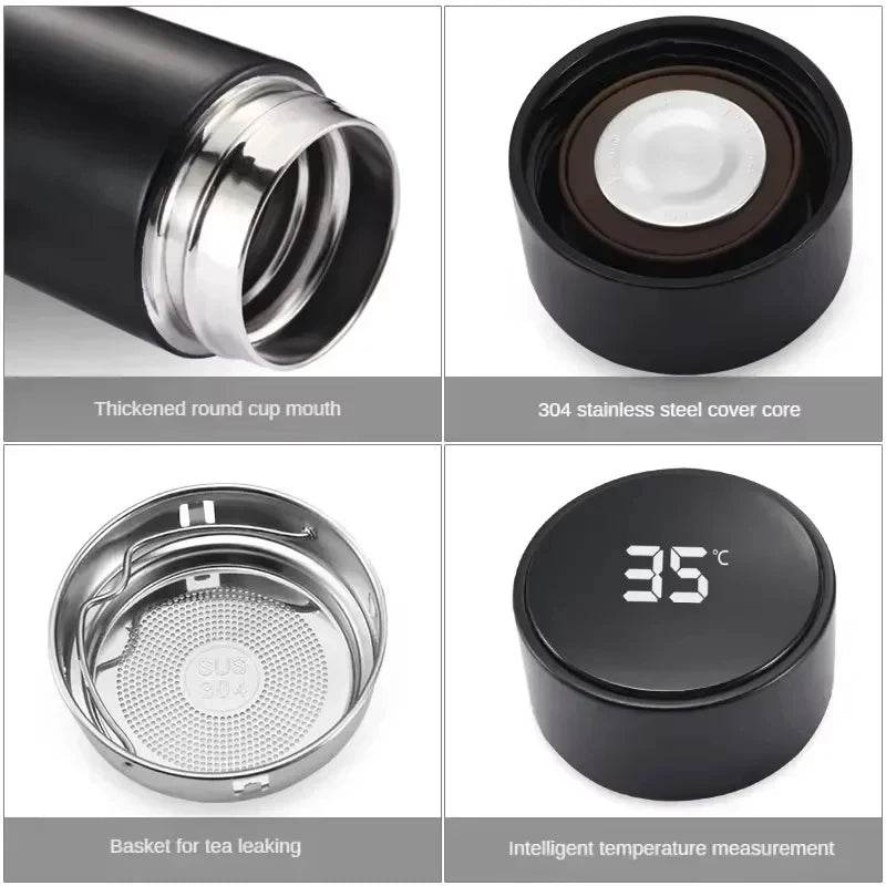 Smart Thermos Bottle (500ml): Digital Temperature Display, Keeps Drinks Hot & Cold - Stylemein