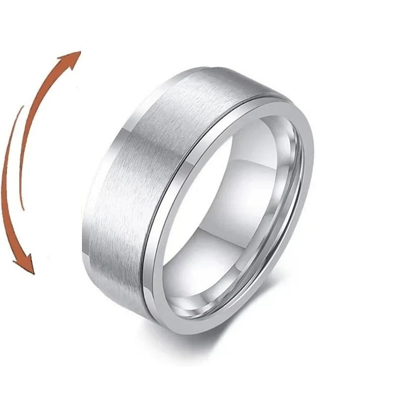 Anti-Stress Fidget Spinner Couple Rings – Rotating Stainless Steel Band for Lovers