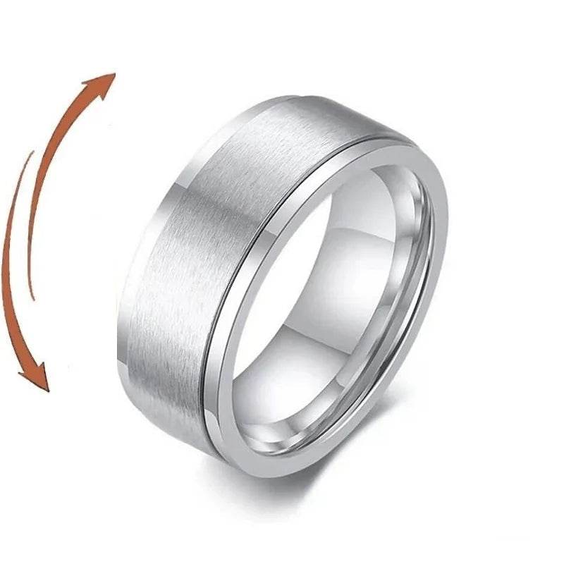 Stylemein - Anti-Stress Fidget Spinner Couple Rings – Rotating Stainless Steel Band for Lovers