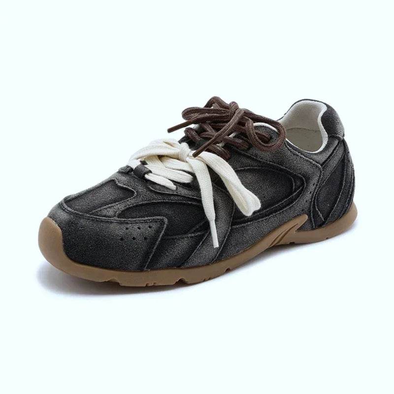 Retro German Trainers: Women's Genuine Leather Sneakers with Fur Trim - Stylemein