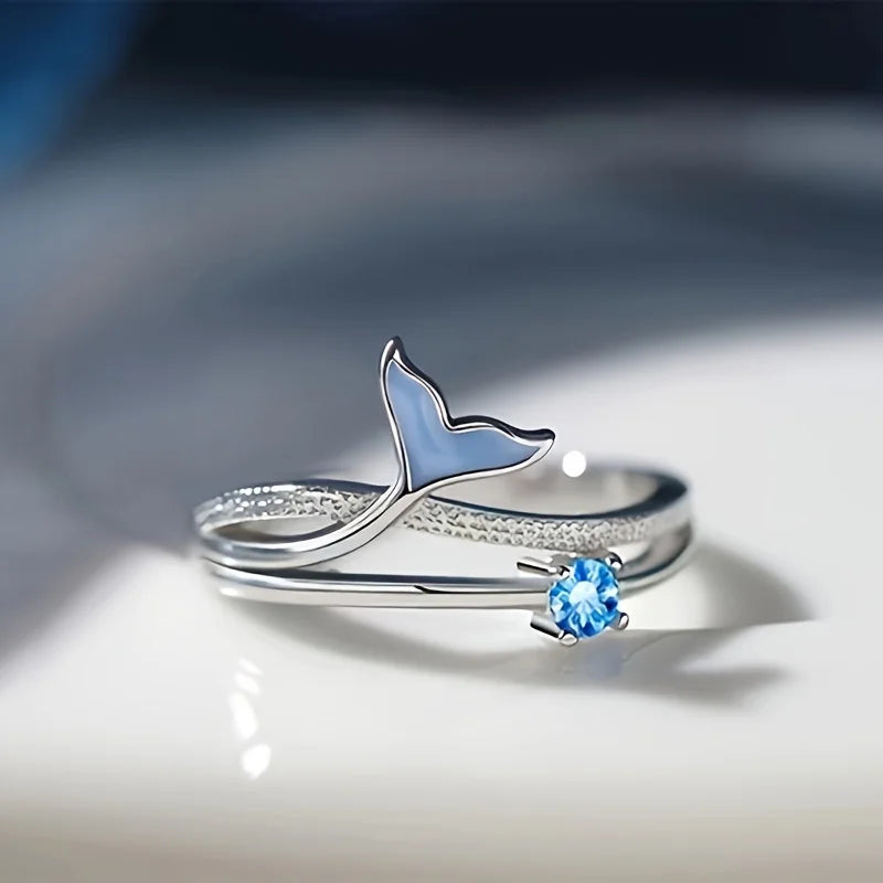 Mermaid Tail Cuff Ring – Adjustable Open Design Minimalist Jewelry for Women