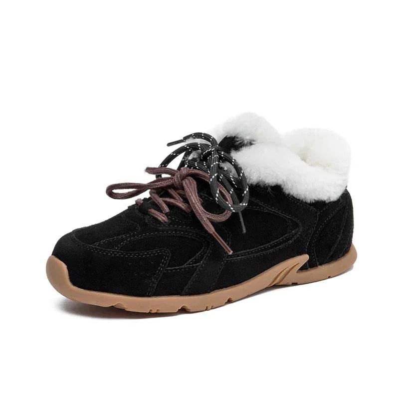 Retro German Trainers: Women's Genuine Leather Sneakers with Fur Trim - Stylemein