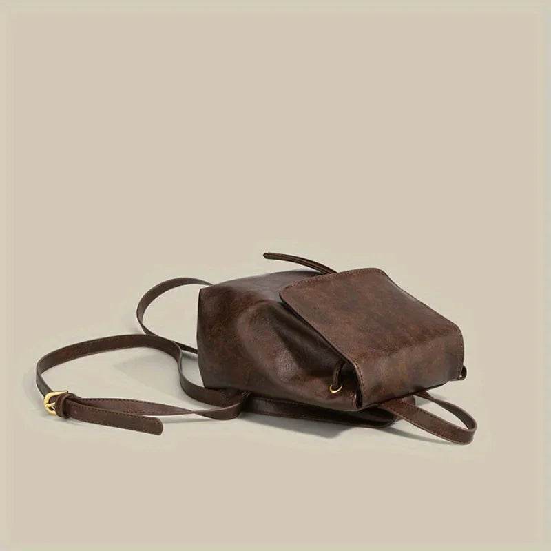 Small Drawstring Backpack for Women: PU Leather Mini Backpack for School & Travel - Stylemein