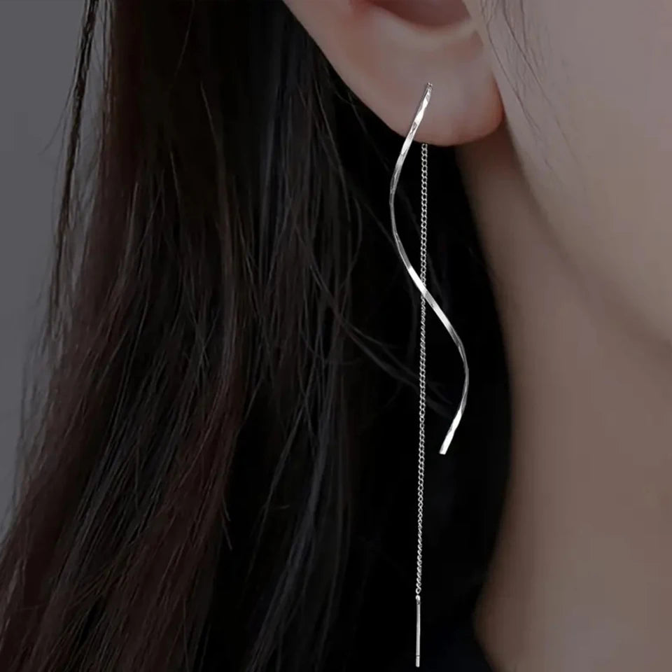 Korean Long Tassel Threader Earrings – Elegant Chain Jewelry