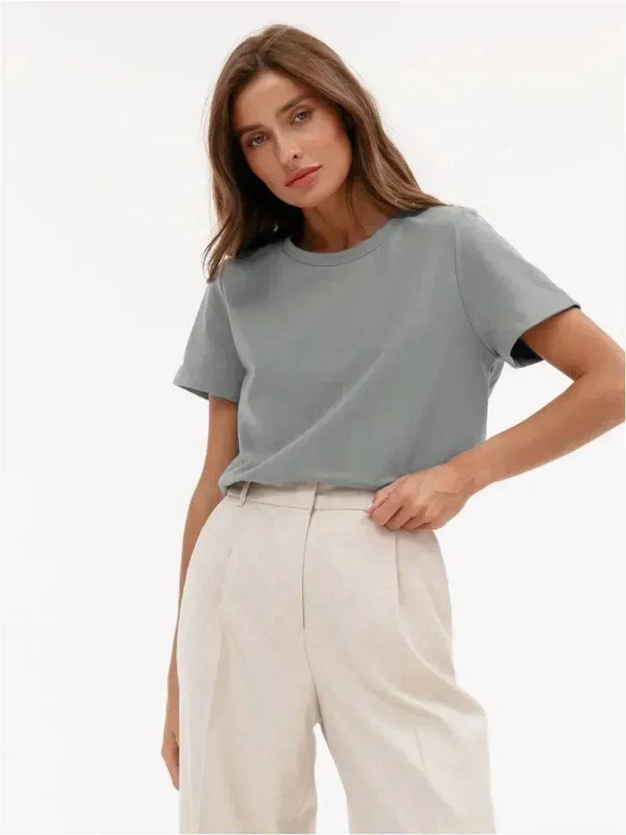 100% Cotton Women’s T-Shirt – Loose Fit Summer Basic Tee - Stylemein