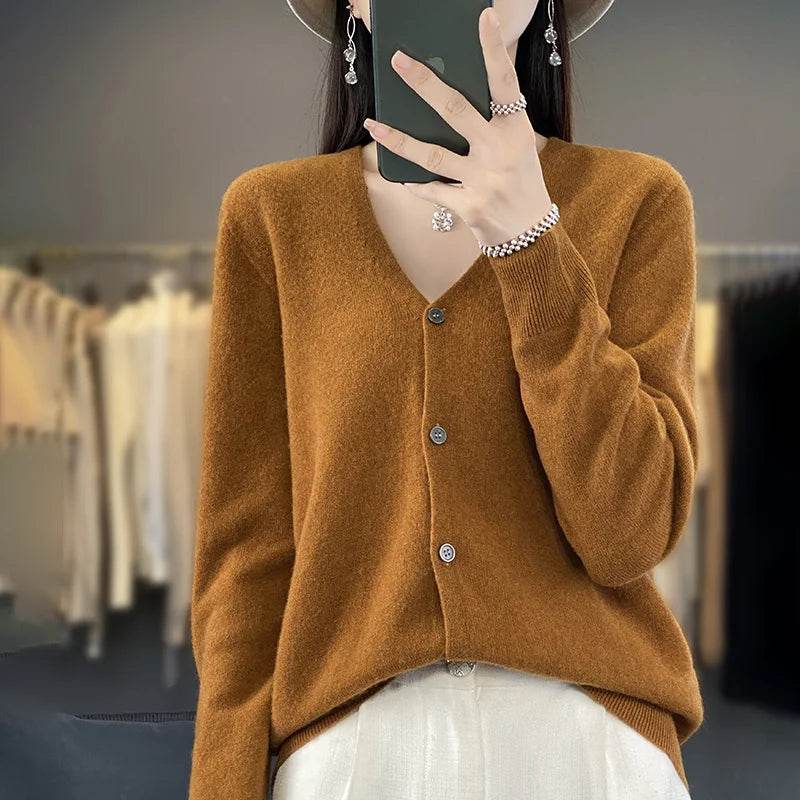 Wool Cardigan – Soft Cashmere O-Neck Sweater - Stylemein