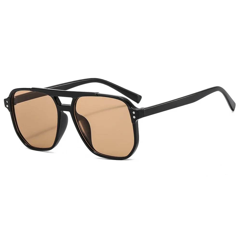 Stylemein - Vintage Square Sunglasses – Thick Frame Double Bridge UV400 Eyewear