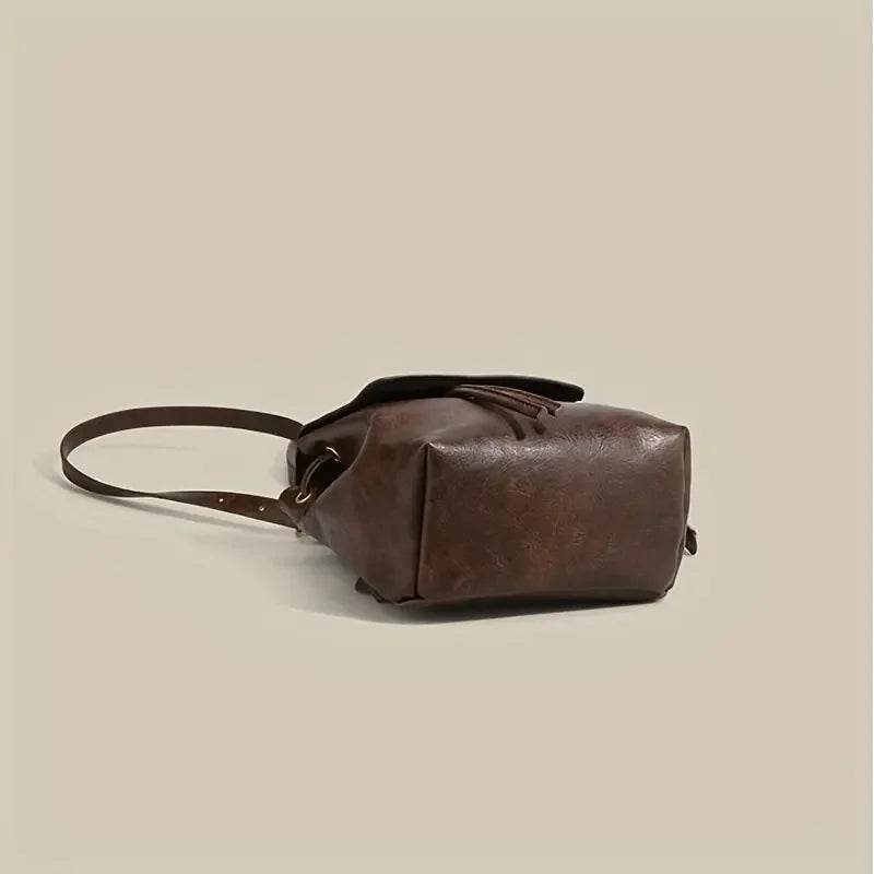 Small Drawstring Backpack for Women: PU Leather Mini Backpack for School & Travel - Stylemein