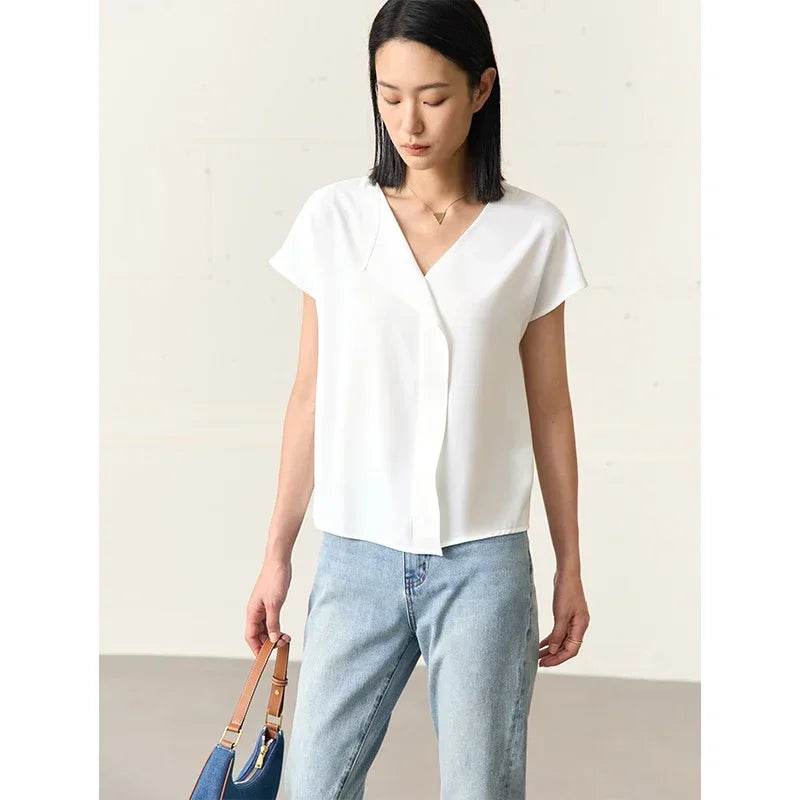 Stylemein - Women’s Chiffon Blouse – Minimalist Loose Fit Elegant Casual Top