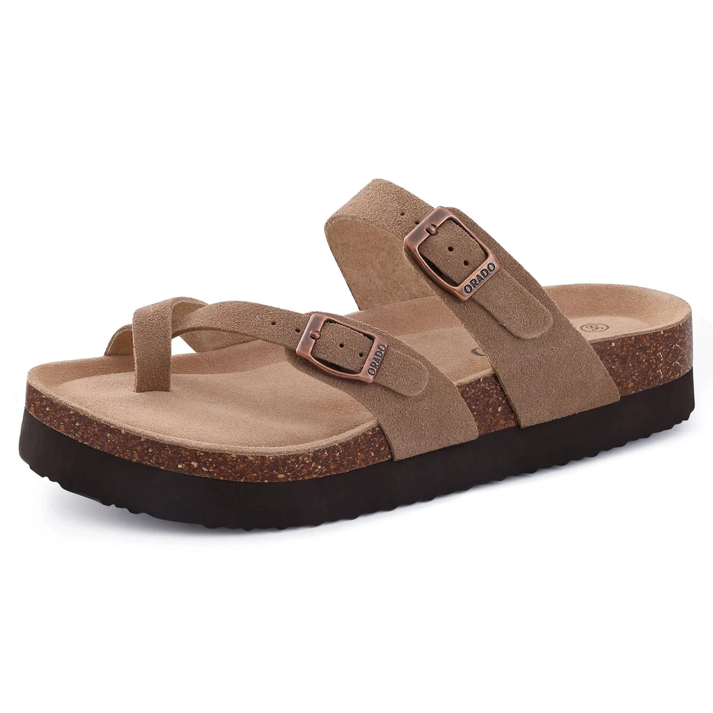 Unisex Classic Cork Sandals – Soft Thick Sole Open-Toe Flat Slippers for Summer & Home