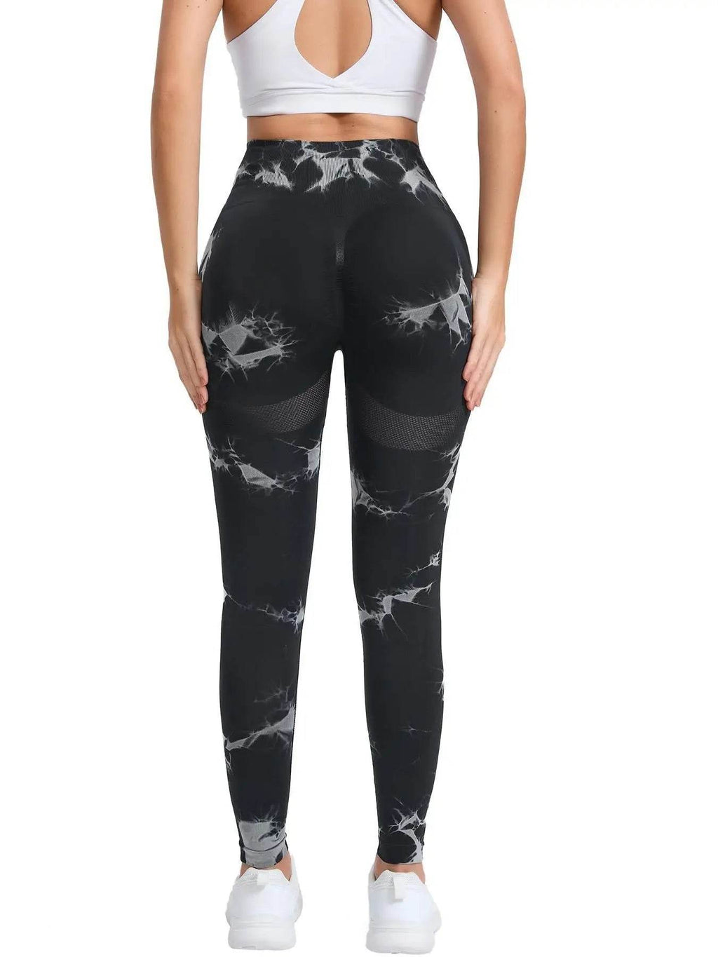 Peach Tie-Dye High Waist Seamless Yoga Pants for Women - Stylemein