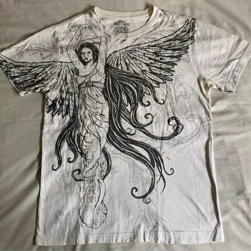 Oversized Vintage Graphic T-Shirt for Women – Edgy Punk Streetwear Tee with Bold Hip Hop Print - Stylemein