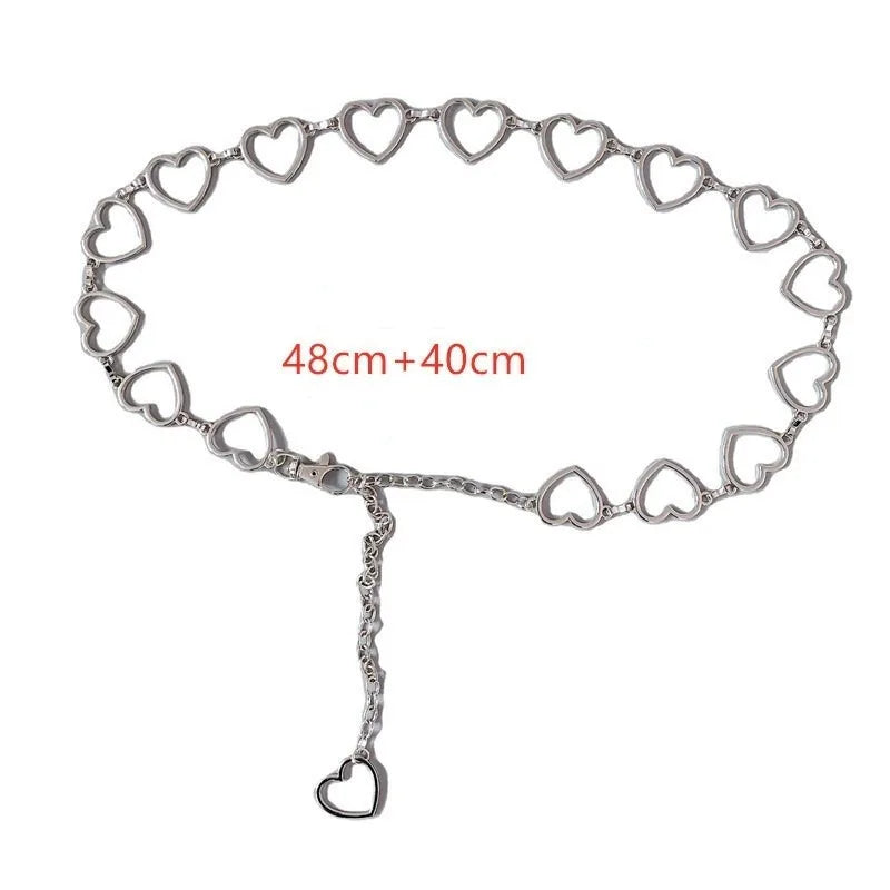 Heart-shaped metal waist chain belt

